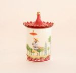 Red Lid Chinese Ceramic Holder – 14X9CM