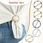5PCS Elegant Golden Scarf Clips For Women - Versatile Metal Buckle Set Perfect For T-shirts & Accessories