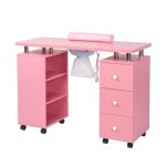Omysalon Manicure Table Nail Desk For Nail Tech Nail Table Beauty Salon Tech Station W electric Downdraft Vent Lockable Wheels W