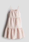 Jacquard-weave Tiered Dress - Light Dusty Pink