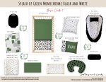 Cot Duvet Bedding Pattern Splash Of Green Monochrome Black And White
