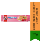 Bakers Toppers Raspberry Cream Filled Biscuits 125G Raspberry Sandwich Biscuits For Tea Time & Lunchbox Treats Fruity Cream Fill