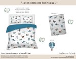 Kids Duvet Set Planes And Air Balloon Blue Drawing