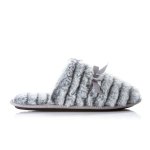 Plus Size Grey Plush Mule Slippers