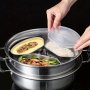 3PCS Stainless Steel Steamer Set - Fan-shaped Multi-compartment Steaming Box With Tray & Divider For Kitchen And Dining