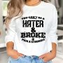 Diy Iron-on Transfer Decal - Black 'broke Hater' Text Design For T-shirts Jackets Jeans Polyester Heat Press Sticker