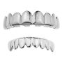 Hip Hop 8 Row Upper And Lower Teeth Grillz - Silver