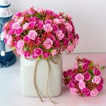 21-HEAD Diamond Rose Artificial Flower Bouquet - Perfect For Home Office Dining & Garden Decor Ideal For Weddings Parties Gradua