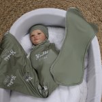 Wrap Set Swaddle Set Plain Olive Green With Name