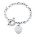 Stainless Steel Silver Toggle Clasp Bracelet With Heart Charm And Scripture
