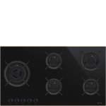 Smeg Dolce Still Novo Black Ceramic 5 Burner Gas Hob With Copper Trim PV695LCNR