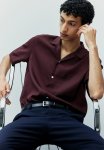 Regular Fit Lyocell Resort Shirt - Plum Purple