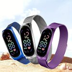 LED Touch Digital 12 Hour Calendar Magnetic Strap Student Couple Wristwatch For Daily Wear - Suitable For Ages 15 And Above