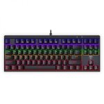 T-dagger Corvette Rainbow Colour LIGHTING|150CM CABLE|10-KEYLESS Short Body Design|blue Switch|mechanical Gaming Keyboard – Blac