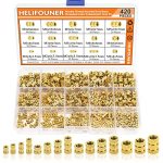 Helifouner 420 Pcs M2 M3 M4 M5 Female Thread Knurled Nuts Brass Threaded Insert Embedment Nuts Assortment Kit