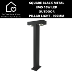 Square Black Metal IP65 10W LED Outdoor Pillar Light - 900MM