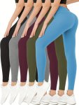 5 Pack Super Soft Leggings For Women High Waisted Tummy Control No See Through Workout Yoga Running Pants Leggings