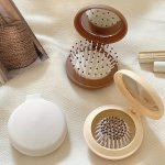 1PC MINI Portable Folding Integrated Mirror Scalp Massage Comb Airbag Air Cushion Hair Brush Easy To Carry Good Travel Partner