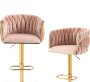 Asher Velvet Woven Bar Stool - Set Of 2 Pink