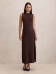 Jayden Satin Mixed Midi Dress - 18 Chocolate