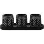 4PC Flower Pot Set Tray Cement Black & White Carvings 30CM