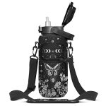 Baiheyi Goth Moon 64 Oz Water Bottle With Sleeve - Bpa-free Leakproof Time Marker & Flip Top Lid - Motivational For Halloween Sp