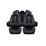 5PCS Of Universal Leather Cushion Car Seat Cover With Lumbar Support 2108 Black