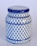 White & Blue Lattice Design Ginger Jar – 20X16CM