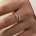 Inspirational Cross Lettering Ladies Open Ring Golden Color Alloy Ring For Women