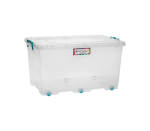 Clear Clip & Lock Storage Box With Wheels- 30L