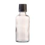 50ML Clear Glass Bottle With Slow Flow Dropper Cap - Black