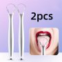 2PCS Reusable Stainless Steel Tongue Cleaner Tongue Scraper Oral Cleaning Tool