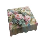 Pink Painted Peony & Succulents Square Tablecloth