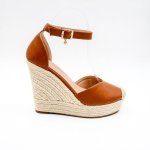 Miss Black Moniker 6 Ladies Sandals Wedge Tan