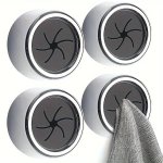 2PCS Self-adhesive Round Towel Holders - Wall-mounted No-drill Kitchen & Bathroom Towel Rack With Dish & Hand Towel Hooks