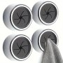 2pcs Self-Adhesive Round Towel Holders - Wall-Mounted No-Drill Kitchen & Bathroom Towel Rack With Dish & Hand Towel Hooks
