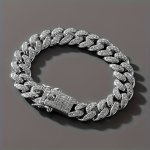 1PC Trendy Hip-hop Silvery Rhinestone Bracelet Metal Bracelet For Men Punk And Cool Accessory