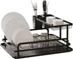 Dish Drying Rack Black - 40 28 19.5CM Iron Dish Drainer Kitchen Rack