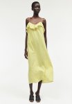 Frill-trimmed Strappy Dress - Bright Yellow Patterned