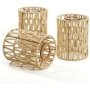 3PC Boho Rattan Lamp Shades - Replacement For Pendant & Wall Lamps - Almond