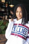 The Striped Fleece Hoodie In White - M