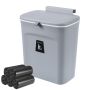 9L Sturdy Hanging Kitchen Trash Can With Lid-compost BIN&100 Bags - White