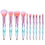 Acrylic Handle Series Professional 10 Piece Cosmetic Brush Set -pink & Blue