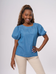 Blue Puff Sleeve Top - M Blue