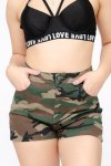 Ladies Camo Stretchy Summer Casual Running Shorts With Pockets