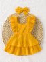 Baby Girl's 2pcs Dress Muslin Set Ruffle Trim Layer Hem Dress With Accessory Headband Toddler Summer Clothing
