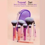 10-PIECE Portable Travel Makeup Brush Set With Nylon Bristles Unscented Wand Brushes For All Skin Types Includes Blush Powder Ey