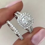 2PCS Elegant Stacking Rings Silver Plated Classy Halo Design Paved Shining Zirconia Engagement Wedding Ring Dupes Luxury Jewelr