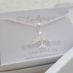 925 Sterling Silver Airplane Plane Necklace On Personalized Card
