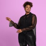 Plus Size Joy & Ash Boss Lady Spotted Mesh Blouse - Black